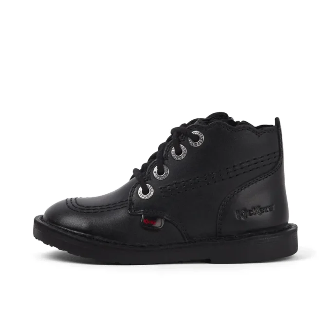 Adlar Hi Scallop leren laarzen voor babymeisjes, zwart