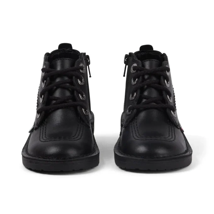 Adlar Hi Scallop leren laarzen voor babymeisjes, zwart