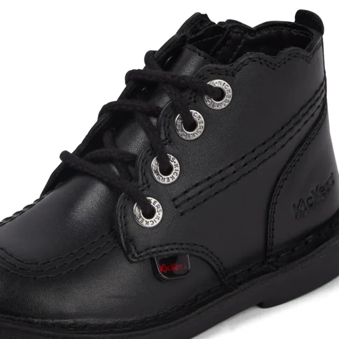 Adlar Hi Scallop leren laarzen voor babymeisjes, zwart