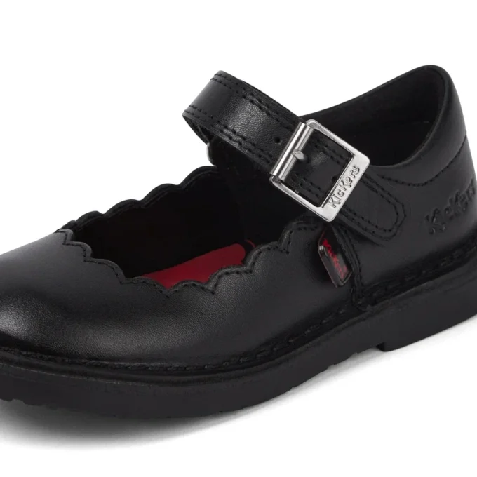 Adlar MJ Scallop leer zwart voor meisjes Adlar MJ Scallop leer zwart voor meisjes