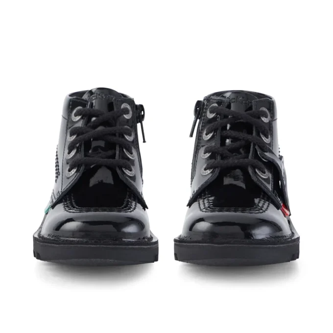 Baby Unisex Kick Hi Zip Lakleer Zwart