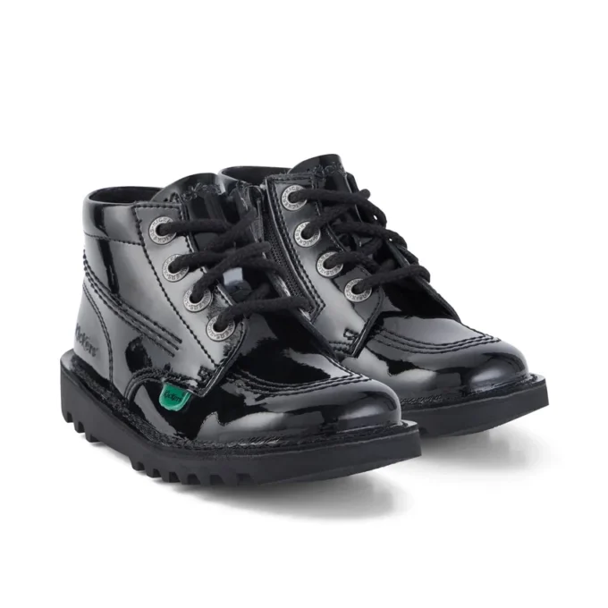 Baby Unisex Kick Hi Zip Lakleer Zwart