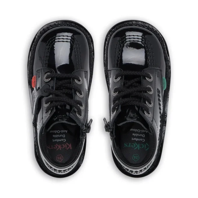 Baby Unisex Kick Hi Zip Lakleer Zwart