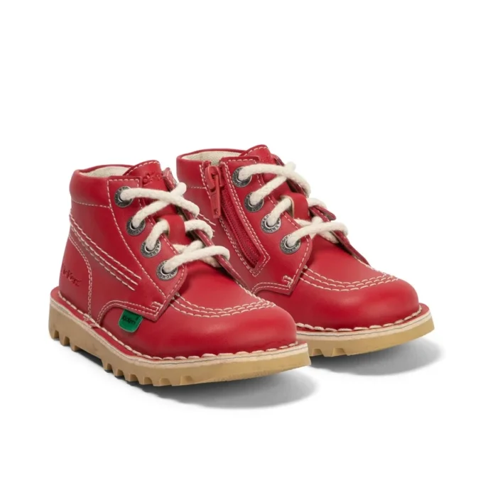 Baby Unisex Kick Hi Zip Leer Alternatief Rood