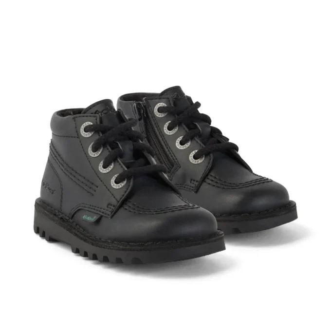 Baby Unisex Kick Hi Zip Leer Alternatief Zwart
