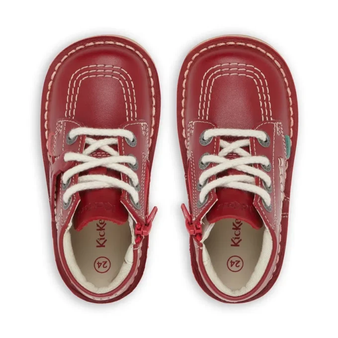 Baby Unisex Kick Hi Zip Leer Rood Baby Unisex Kick Hi Zip Leer Rood