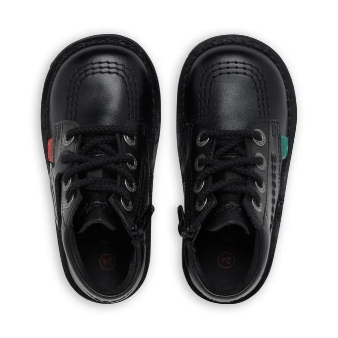 Baby Unisex Kick Hi Zip Leer Zwart