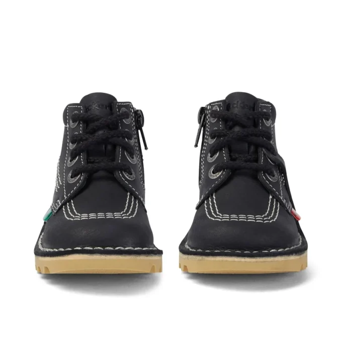 Baby Unisex Kick Hi Zip Leer Zwart/Wit