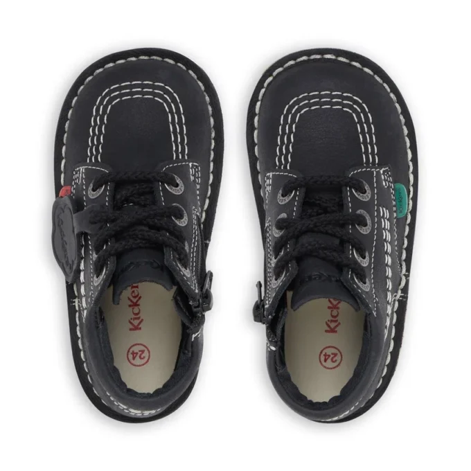 Baby Unisex Kick Hi Zip Leer Zwart/Wit