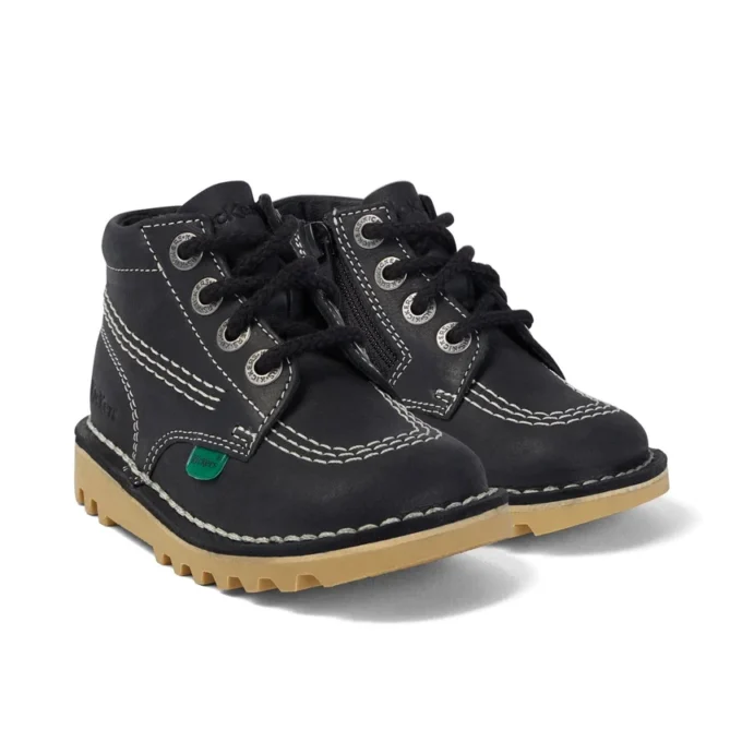 Baby Unisex Kick Hi Zip Leer Zwart/Wit