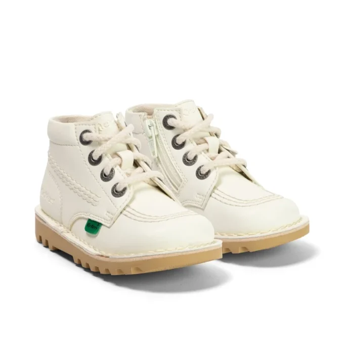 Baby Unisex Kick Hi Zip leeralternatief wit
