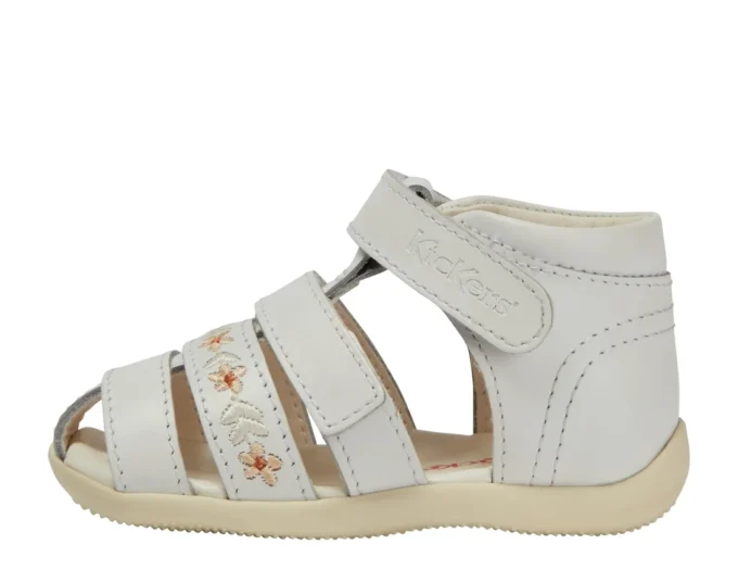 Baby Wriggle Flower Sandalen Leer Wit Baby Wriggle Flower Sandalen Leer Wit