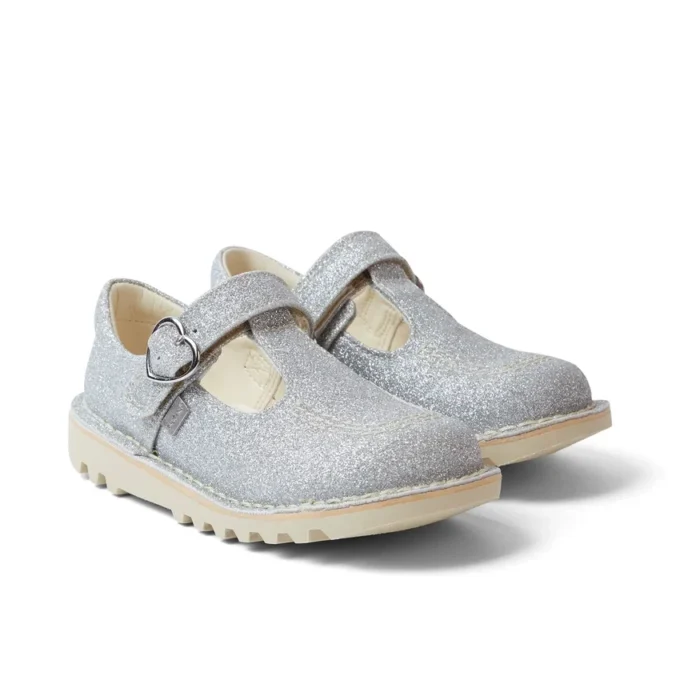 Babymeisjes Kick T-Bar Glitter Cosmic Textiel Zilver