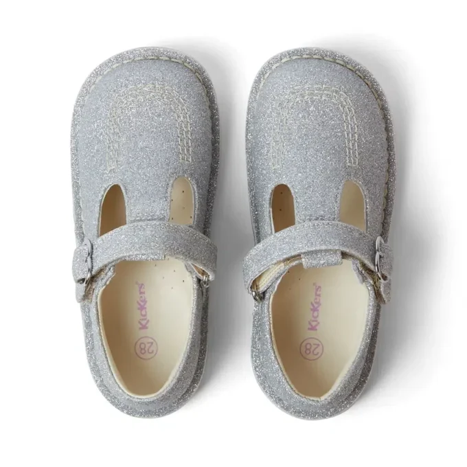 Babymeisjes Kick T-Bar Glitter Cosmic Textiel Zilver