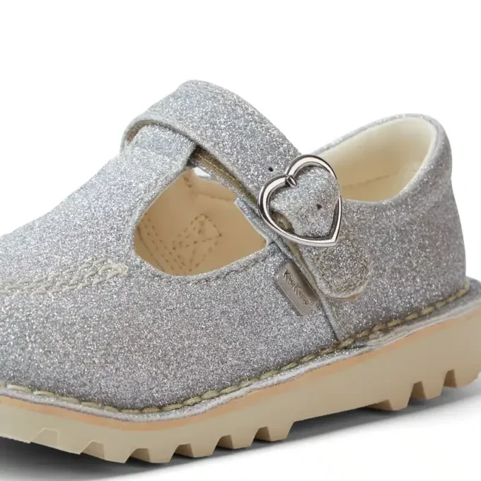 Babymeisjes Kick T-Bar Glitter Cosmic Textiel Zilver