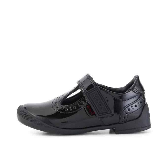 Bridie Brogue T-Vel lakschoenen voor meisjes, zwart