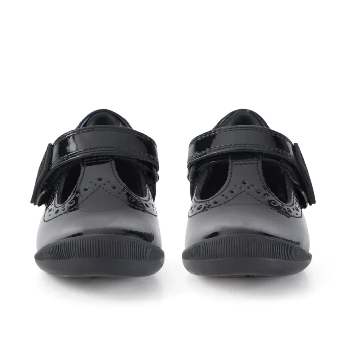 Bridie Brogue T-Vel lakschoenen voor meisjes, zwart