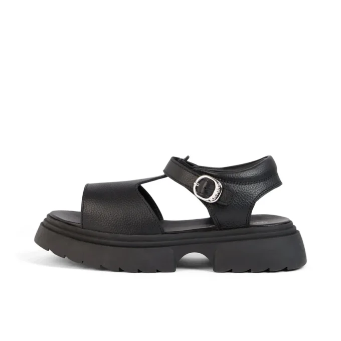 Jeugd Dames Kenzi Leren Sandalen Zwart