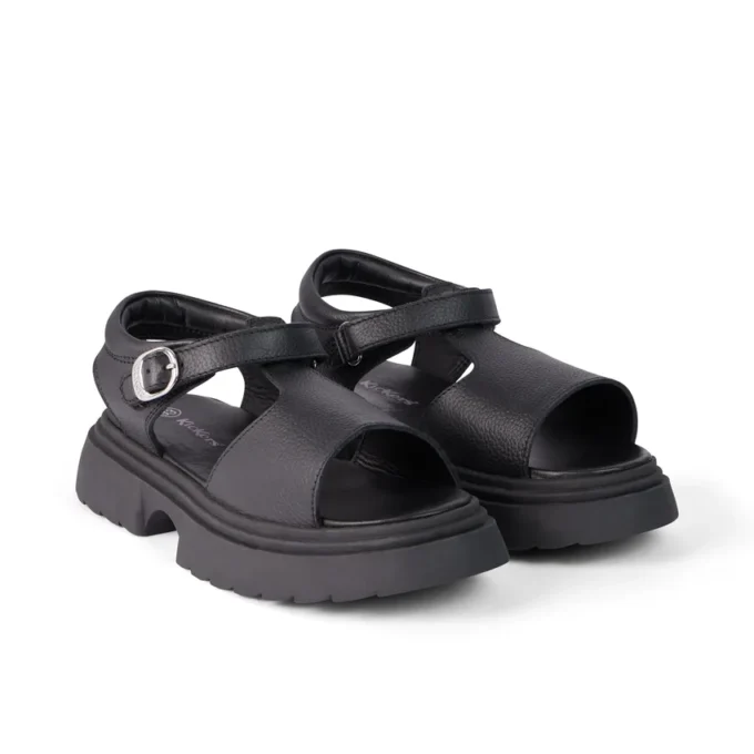 Jeugd Dames Kenzi Leren Sandalen Zwart