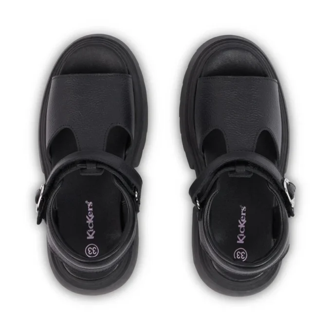 Jeugd Dames Kenzi Leren Sandalen Zwart