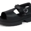 Jeugd Dames Kenzi Leren Sandalen Zwart