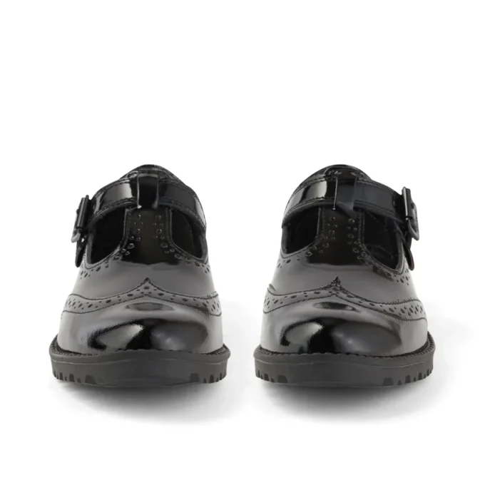 Jeugd Dames Lachly Brogue T-bar Lakleer Zwart