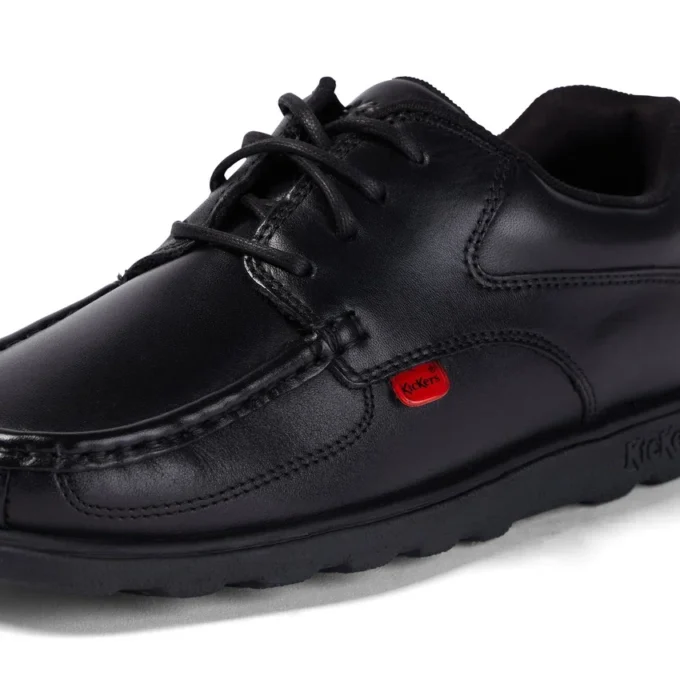 Jeugd Heren Fragma Lace 4 Eyelet Leer Zwart