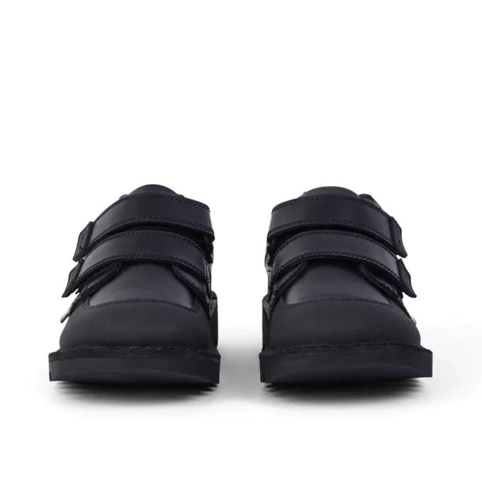 Junior jongens Kick Scuff Twin leer zwart