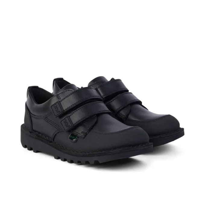 Junior jongens Kick Scuff Twin leer zwart