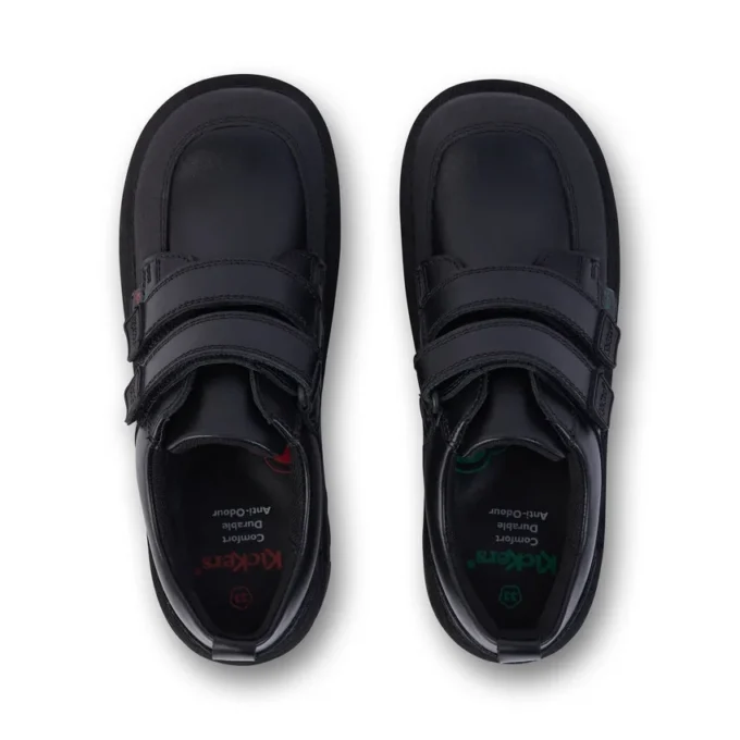 Junior jongens Kick Scuff Twin leer zwart