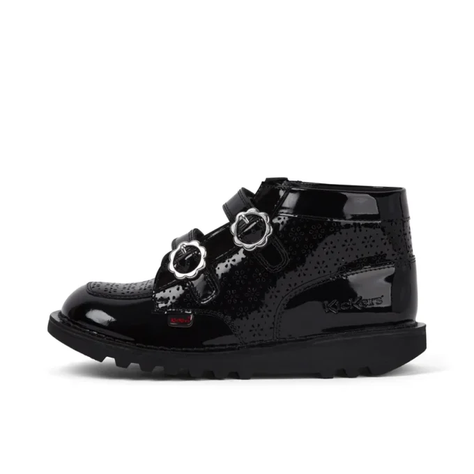 Junior meisjes Kick Hi Meadow lakleren laarzen zwart