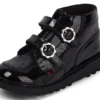 Junior meisjes Kick Hi Meadow lakleren laarzen zwart