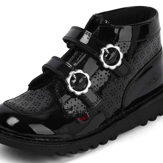 Junior meisjes Kick Hi Meadow lakleren laarzen zwart