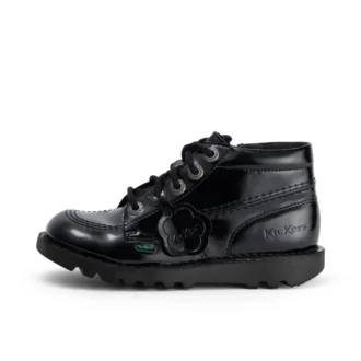 Junior meisjes Kick Hi Zip leer-alternatief lakleer zwart