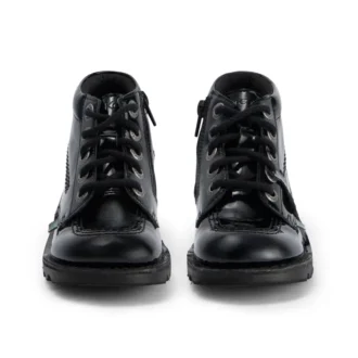 Junior meisjes Kick Hi Zip leer-alternatief lakleer zwart