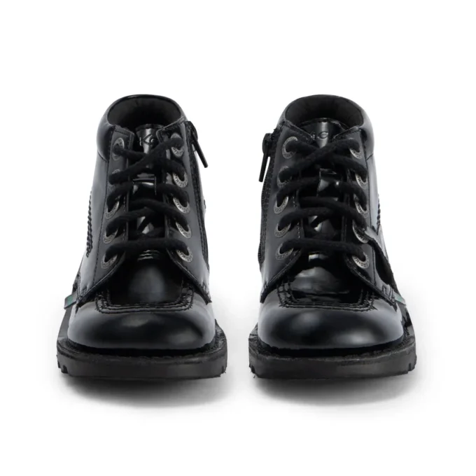 Junior meisjes Kick Hi Zip leer-alternatief lakleer zwart