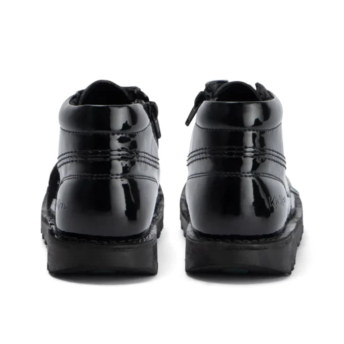 Junior meisjes Kick Hi Zip leer-alternatief lakleer zwart