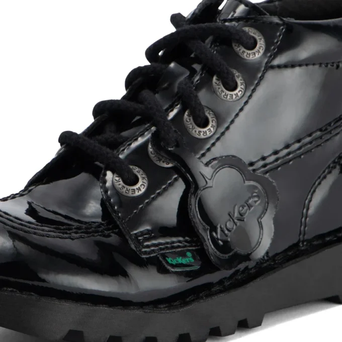 Junior meisjes Kick Hi Zip leer-alternatief lakleer zwart