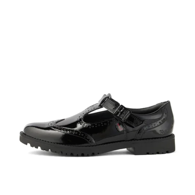 Junior meisjes Lachly Brogue T-Bar lakleer zwart