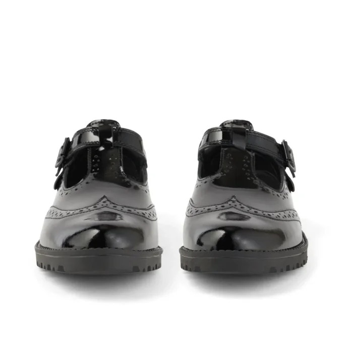 Junior meisjes Lachly Brogue T-Bar lakleer zwart