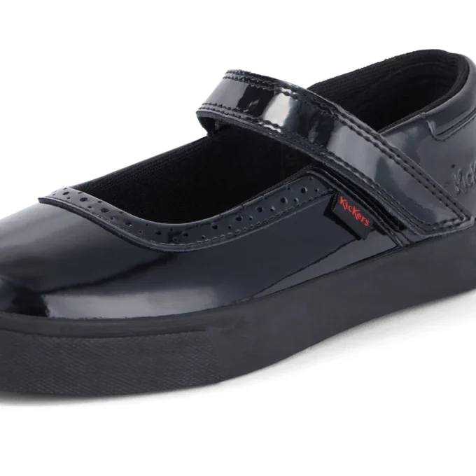 Junior meisjes Tovni Brogue MJ lakleer zwart