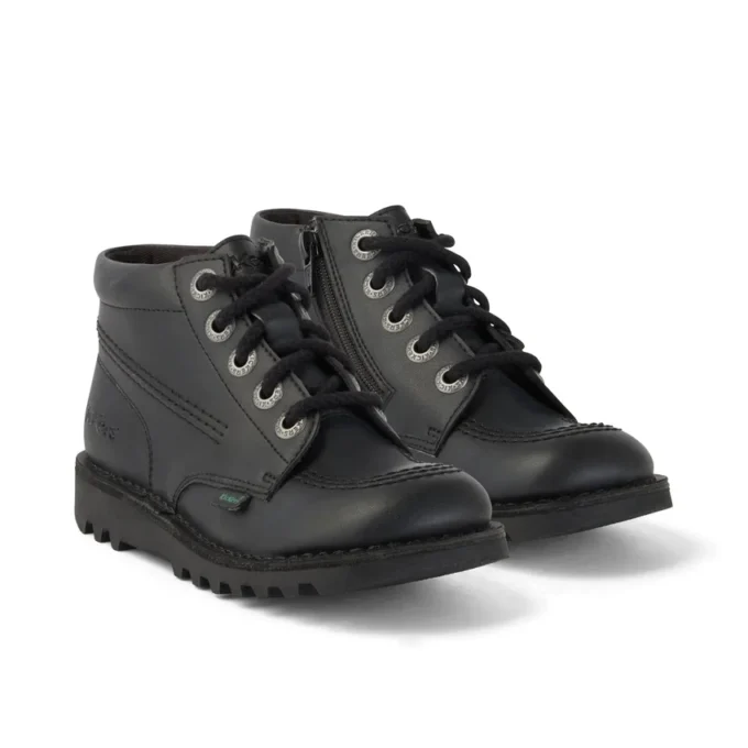 Junior Unisex Kick Hi Zip Leather Alternative Zwart