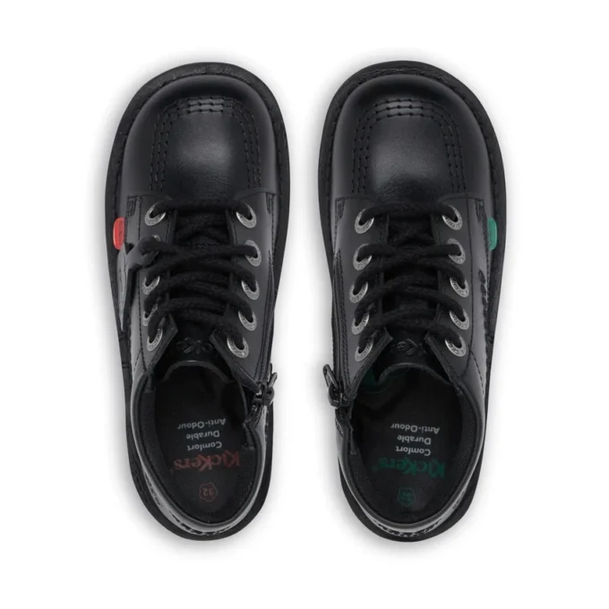 Junior Unisex Kick Hi Zip Leather Black