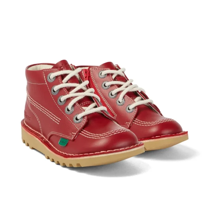 Junior Unisex Kick Hi Zip Leer Rood