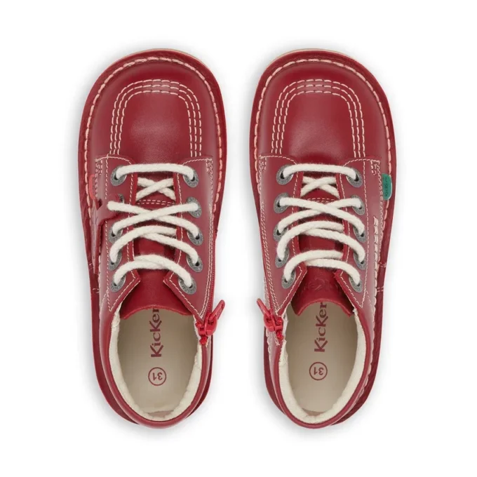 Junior Unisex Kick Hi Zip Leer Rood