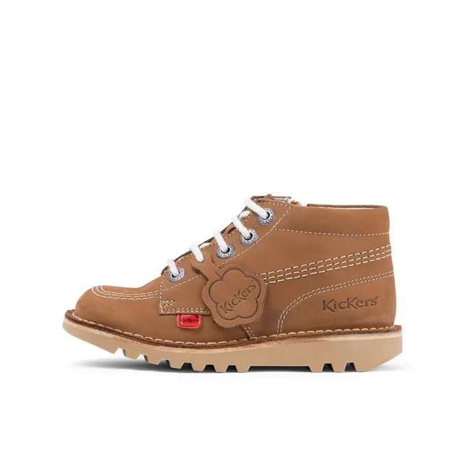 Junior Unisex Kick Hi Zip Leer Tan