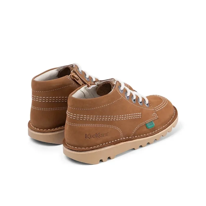 Junior Unisex Kick Hi Zip Leer Tan