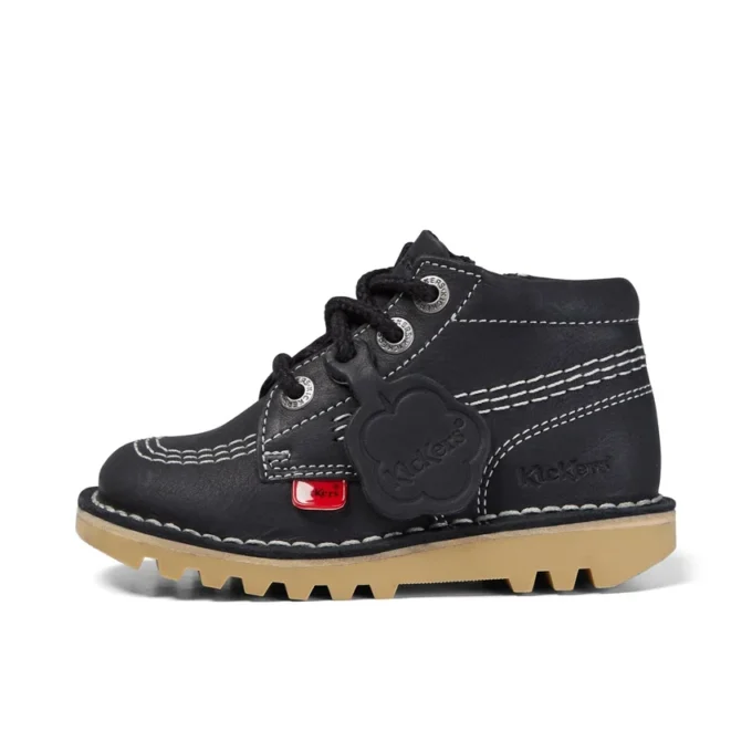 Junior Unisex Kick Hi Zip Leer Zwart/Wit
