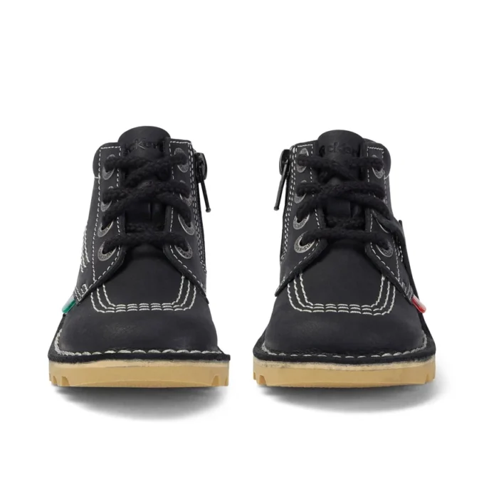 Junior Unisex Kick Hi Zip Leer Zwart/Wit