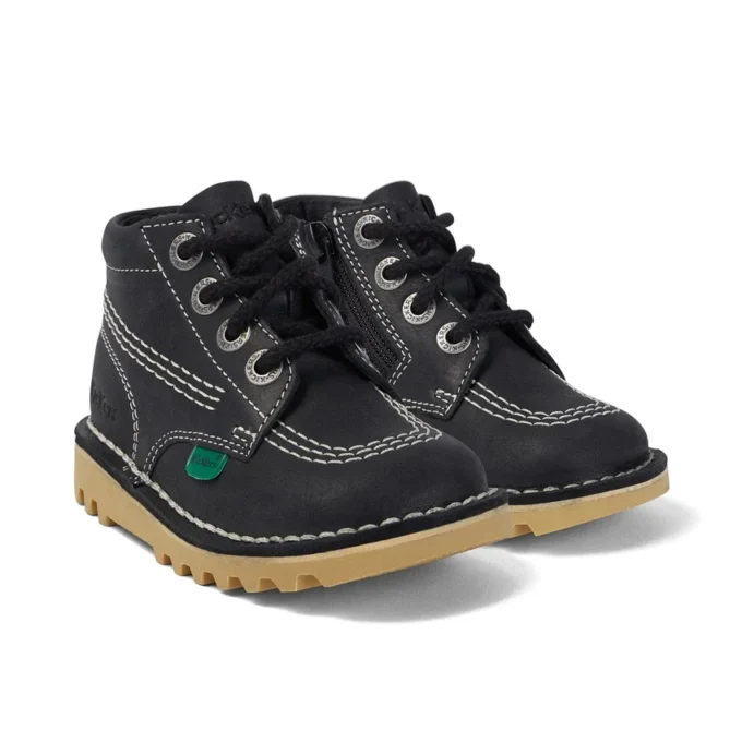 Junior Unisex Kick Hi Zip Leer Zwart/Wit